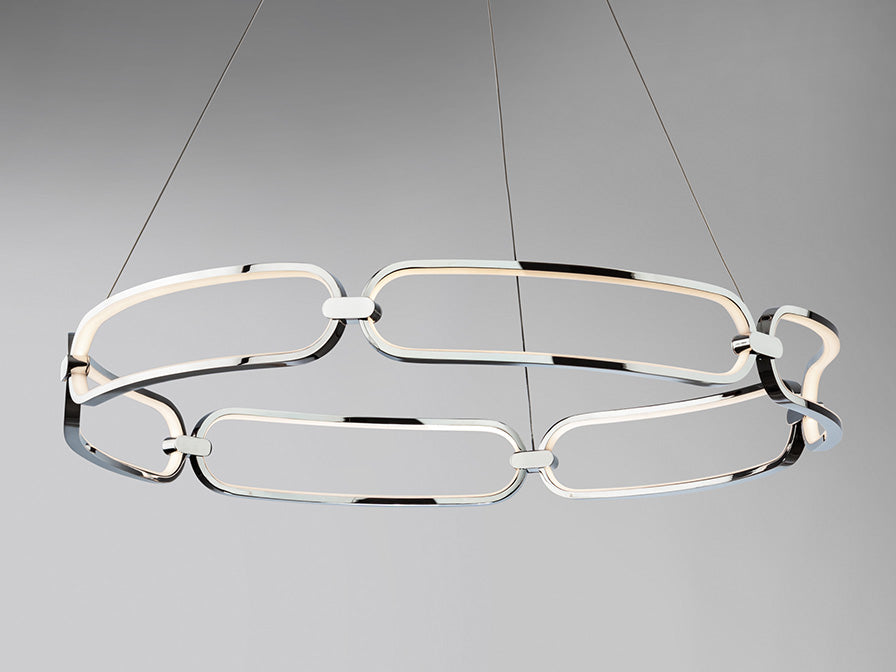 Colette Chrome Chain-Link LED Pendant — 800mm