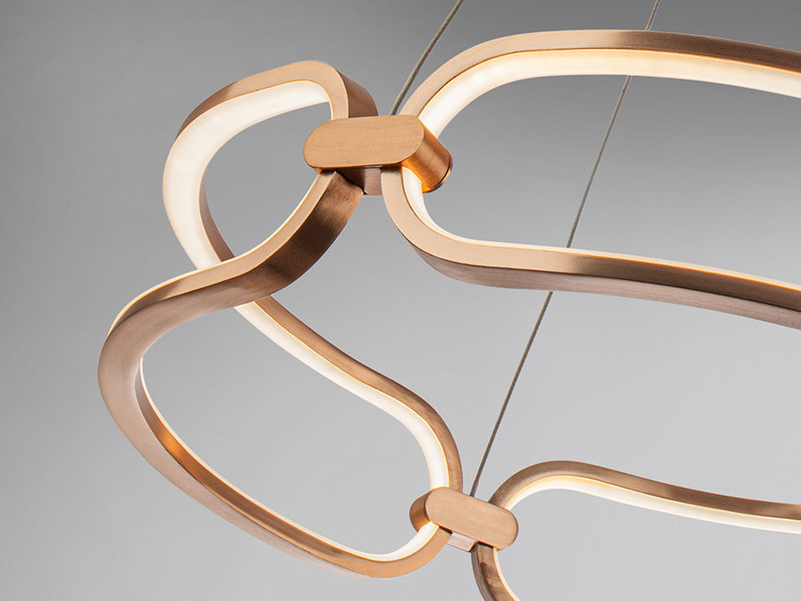 Colette Rose Gold Chain-Link LED Pendant — 600mm