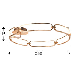 Colette Rose Gold Chain-Link LED Flush Ceiling Light — 800mm