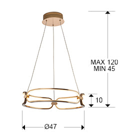 Colette Rose Gold Chain-Link LED Pendant — 470mm