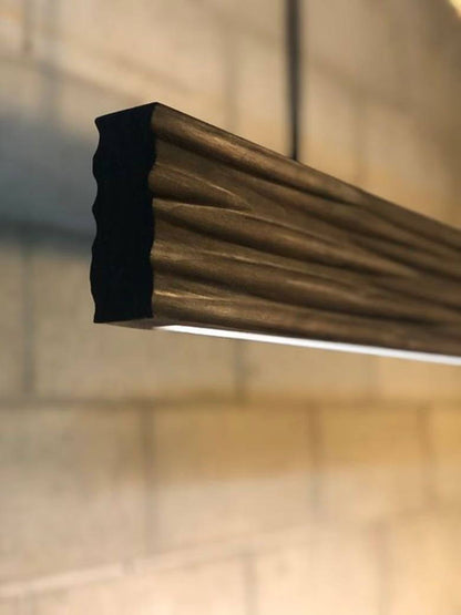 Drift NZ Handcrafted Burnt Pine Linear Kitchen Pendant Light