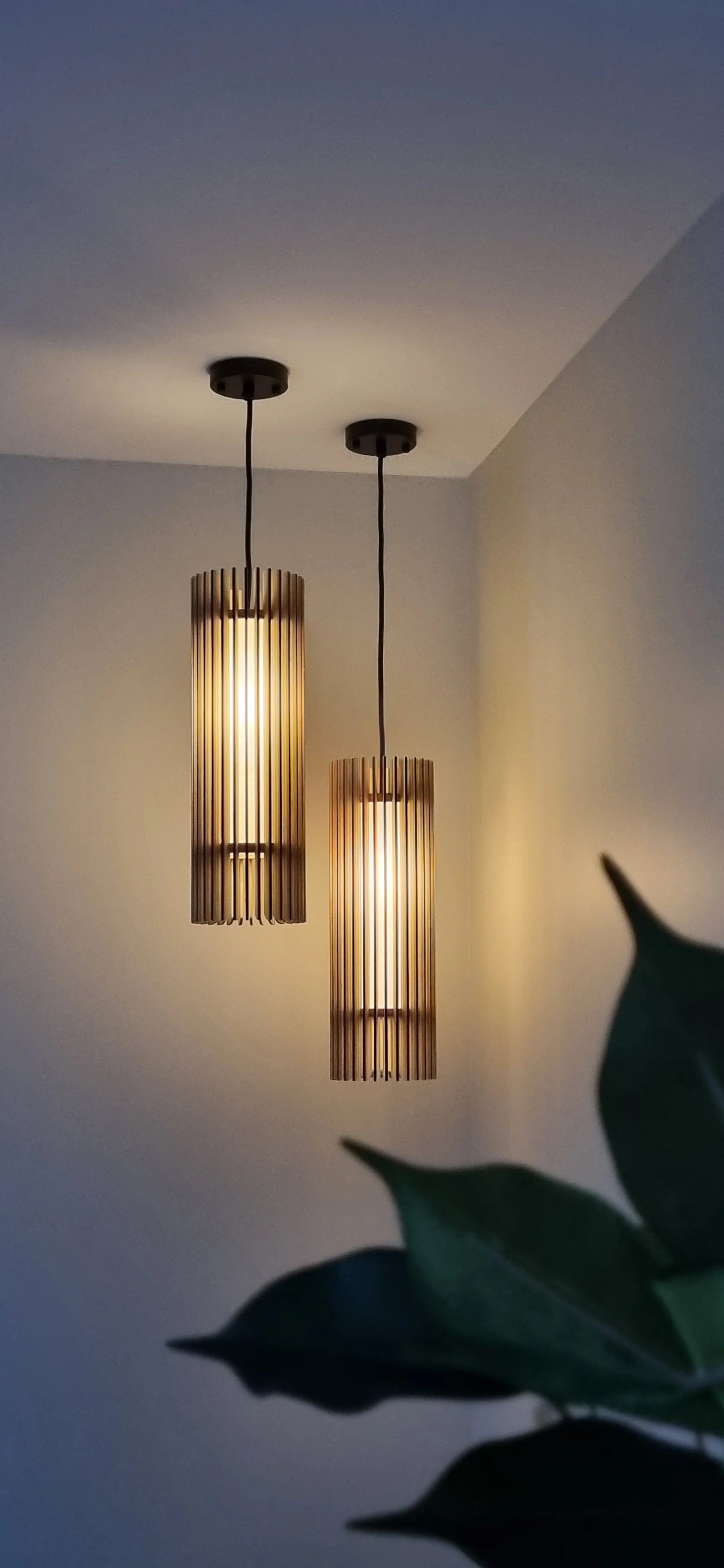 iO Flute Wood Pendant Light