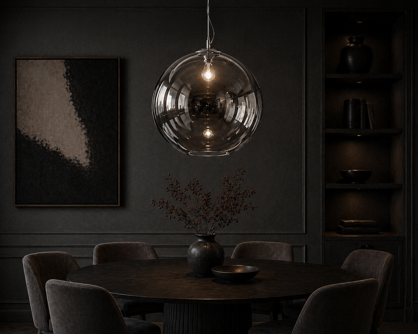 Nemo Smokey Blown Glass Globe Pendant Light — 500mm