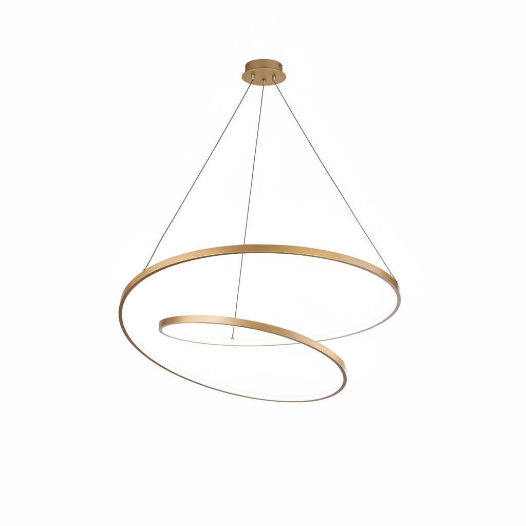 Oz Spiral Double Ring LED Chandelier Brushed Brass 800mm