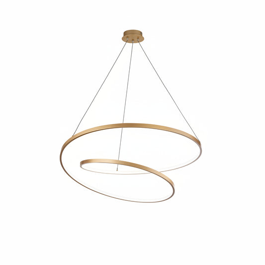 Oz Spiral Double Ring LED Chandelier Brushed Brass 800mm