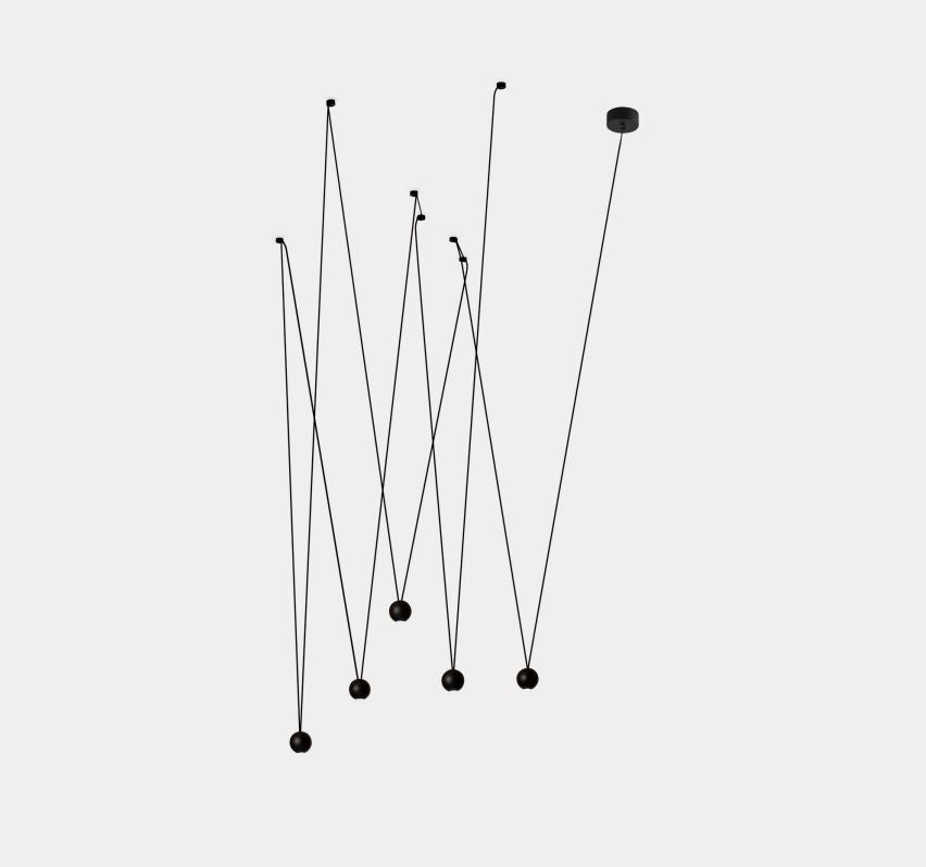 Punto 6-Drop Minimalist Sphere Pendant Light Black
