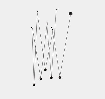 Punto 6-Drop Minimalist Sphere Pendant Light Black
