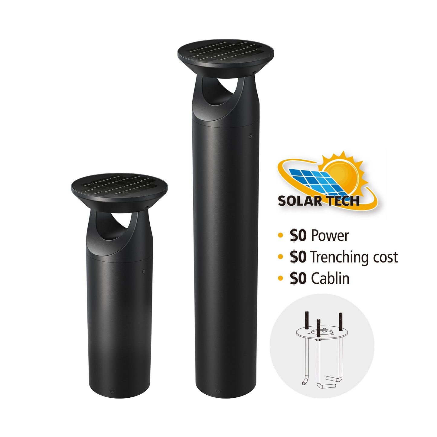 Solaire IP65 Solar LED Bollard — 520mm or 920mm