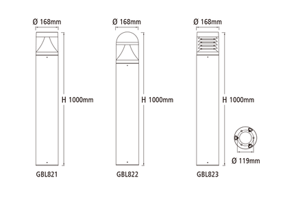 Traditional IP65 Outdoor Bollard — Flat Top