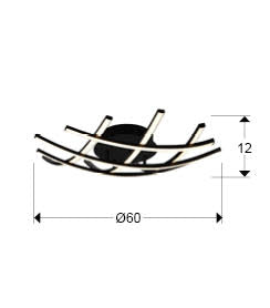 Trama Geometric Multi-Arm LED Flush Ceiling Light Black 600mm