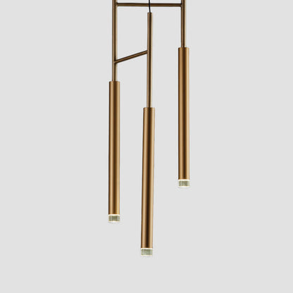 Candle Triple Tube LED Pendant — Brass