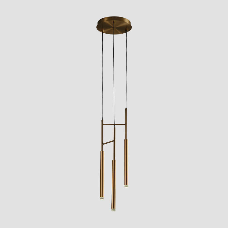 Candle Triple Tube LED Pendant — Brass