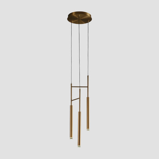 Candle Triple Tube LED Pendant — Brass