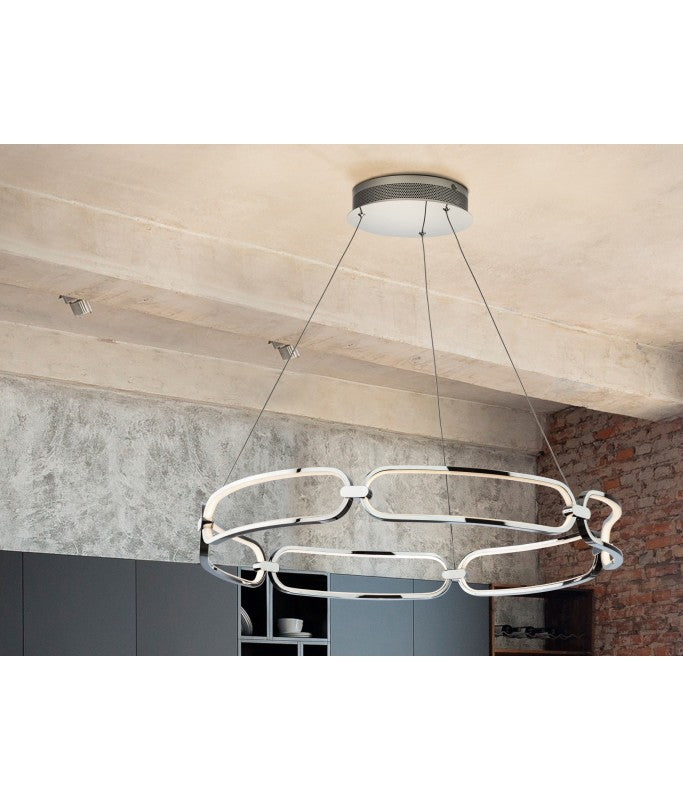 Colette Chain-Link Chrome Dimmable LED Pendant Light 800mm