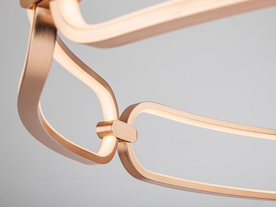 Colette Rose Gold Chain-Link LED Pendant — 470mm