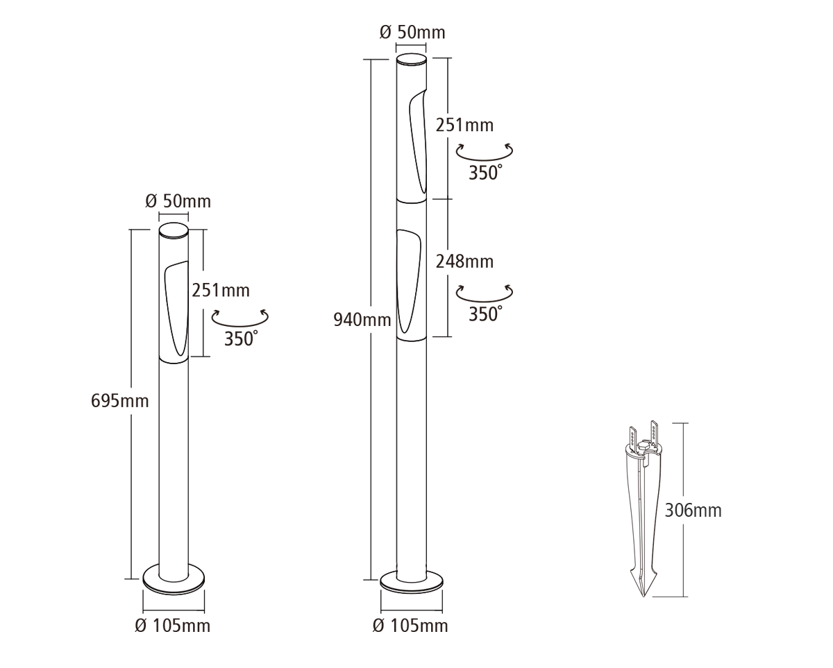 Corten IP65 Outdoor Bollard — Single or Double