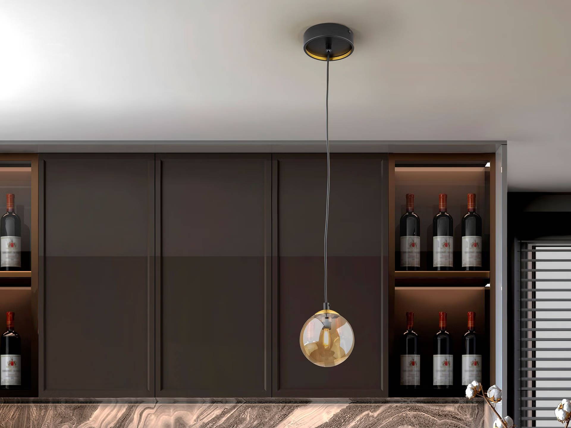Dark Amber Glass Single Pendant Light