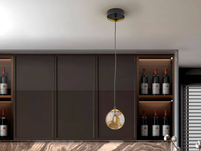 Dark Amber Glass Single Pendant Light