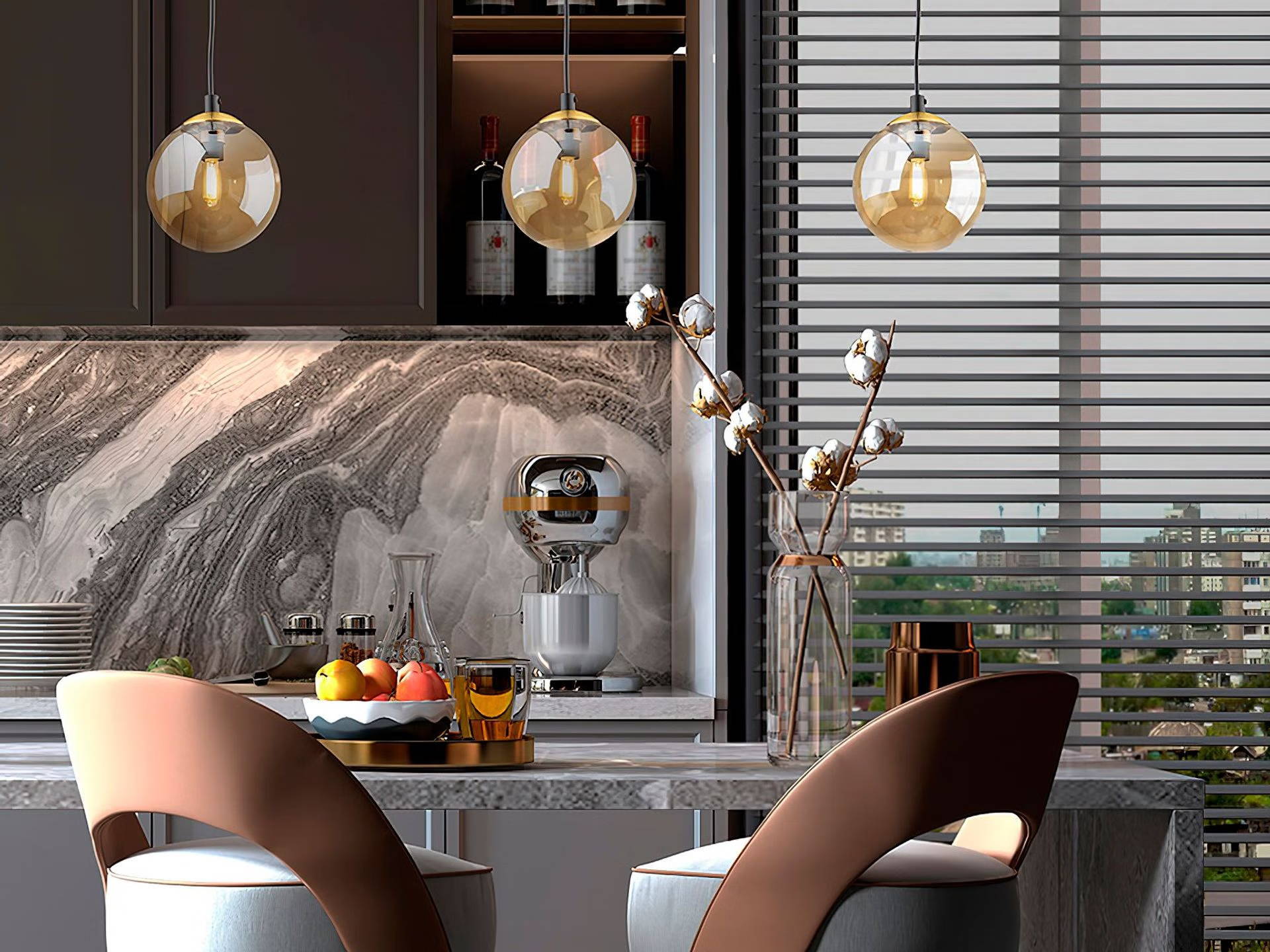 Dark Amber Glass Single Pendant Light