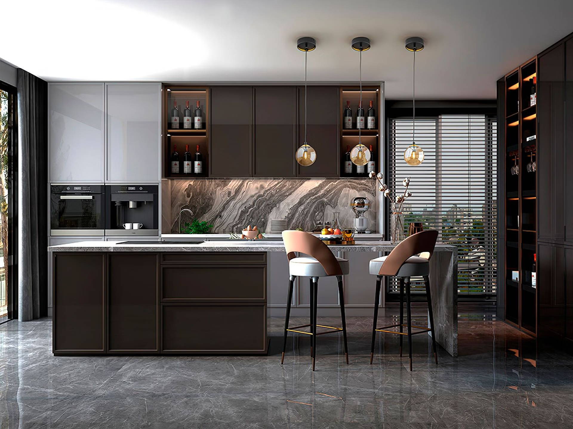 Dark Amber Glass Single Pendant Light