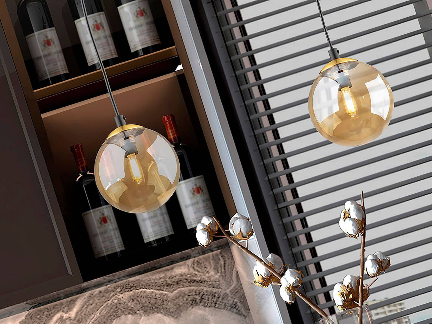 Dark Amber Glass Single Pendant Light