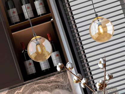 Dark Amber Glass Single Pendant Light