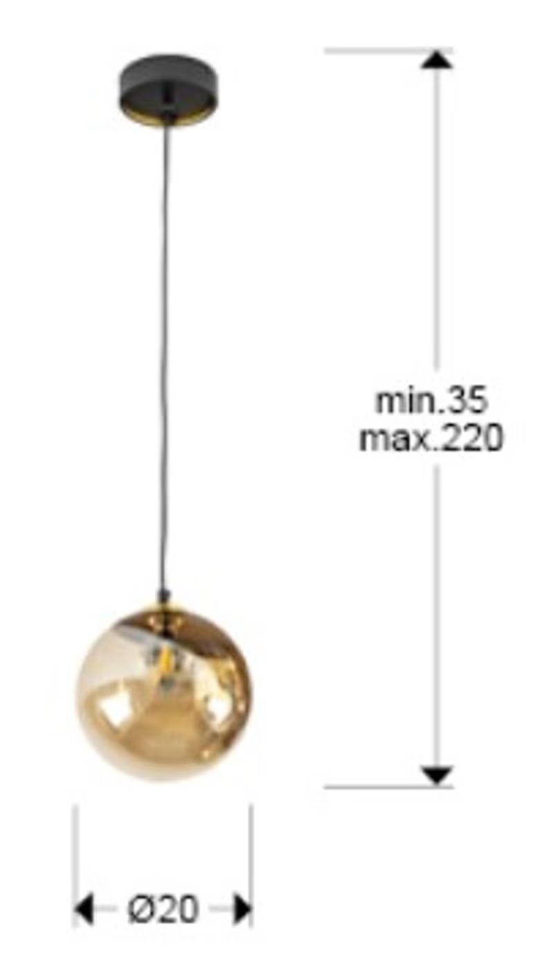 Dark Amber Glass Single Pendant Light