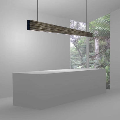 Drift NZ Handcrafted Burnt Pine Linear Kitchen Pendant Light