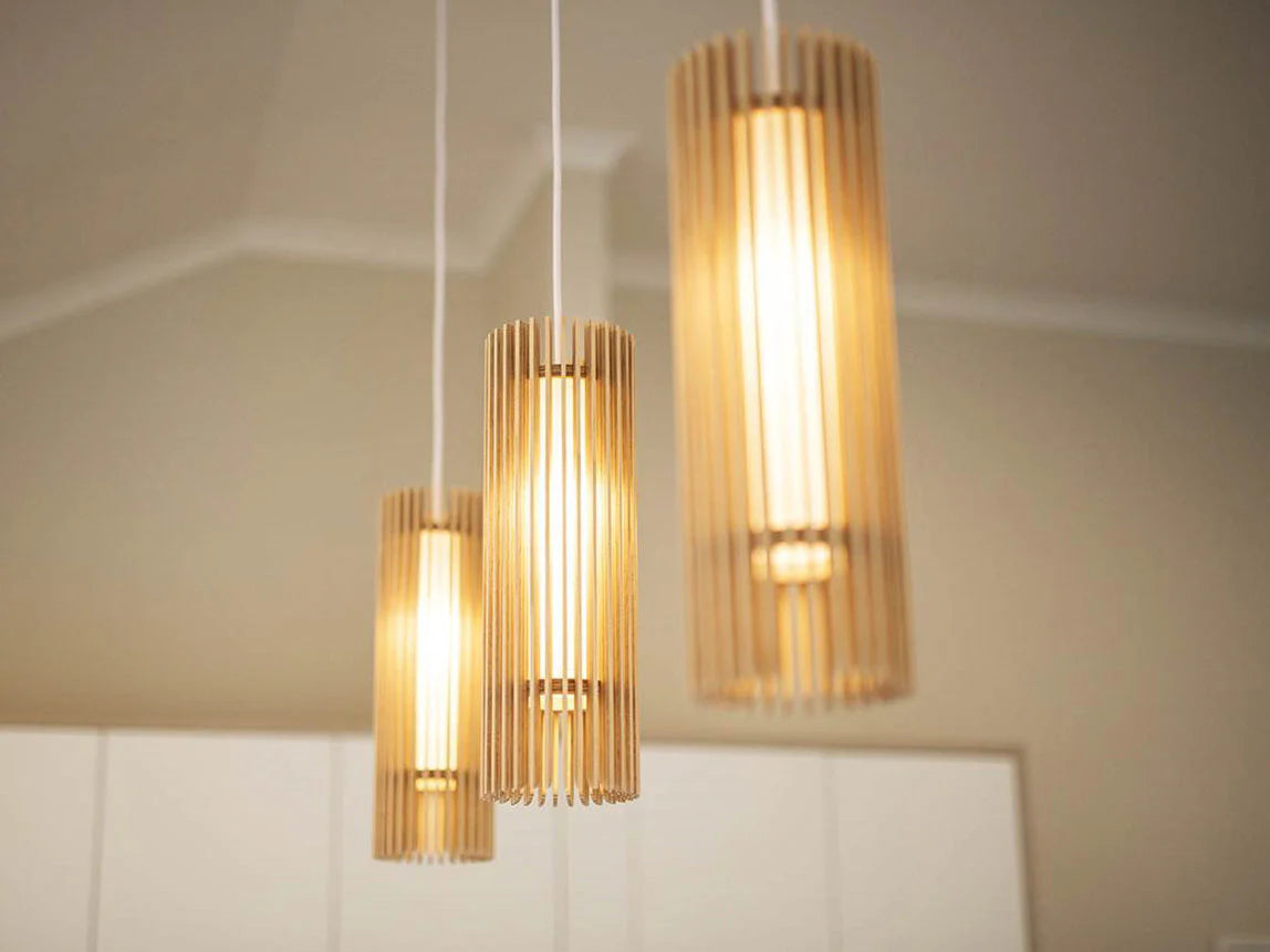 iO Flute Wood Pendant Light
