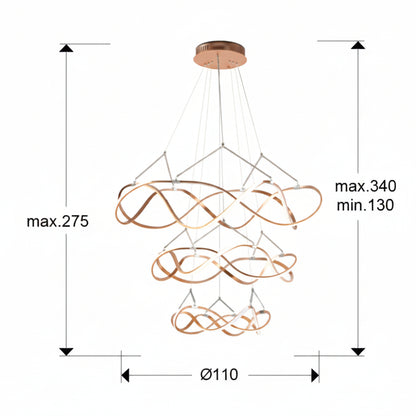 Molly 3-Ring Ribbon LED Chandelier