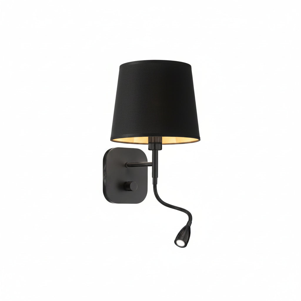 Nordik Bedside Wall Light with Reading Light — Black