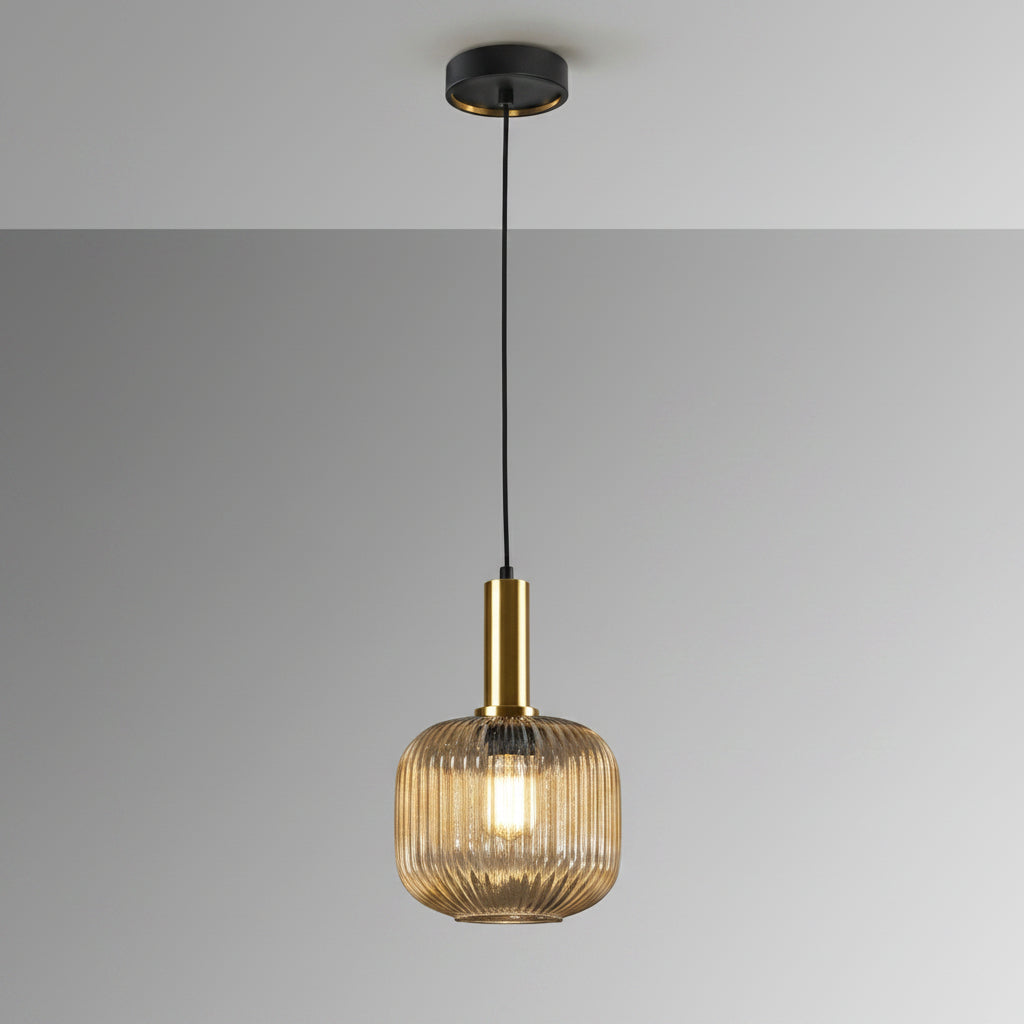 Norma Single Pendant Light — Amber Glass