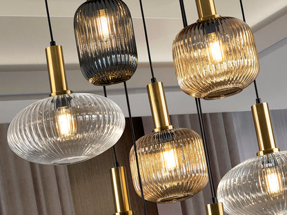 Norma 9-Light Cluster Pendant — Black and Brass