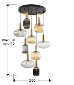 Norma 9-Light Cluster Pendant — Black and Brass