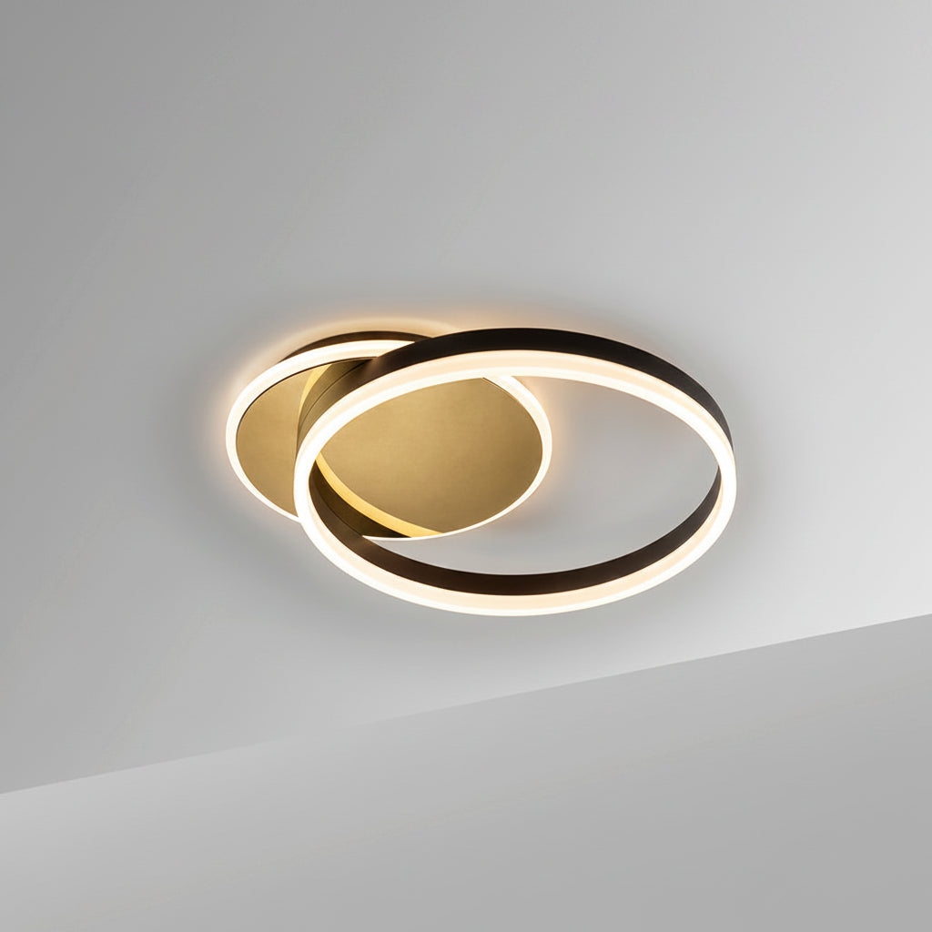 Oriel Interlocking Oval LED Ceiling and Wall Light — Black and Gold