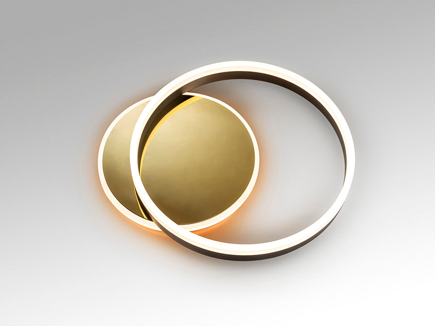 Oriel Interlocking Oval LED Ceiling and Wall Light — Black and Gold