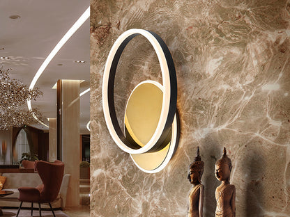 Oriel Interlocking Oval LED Ceiling and Wall Light — Black and Gold