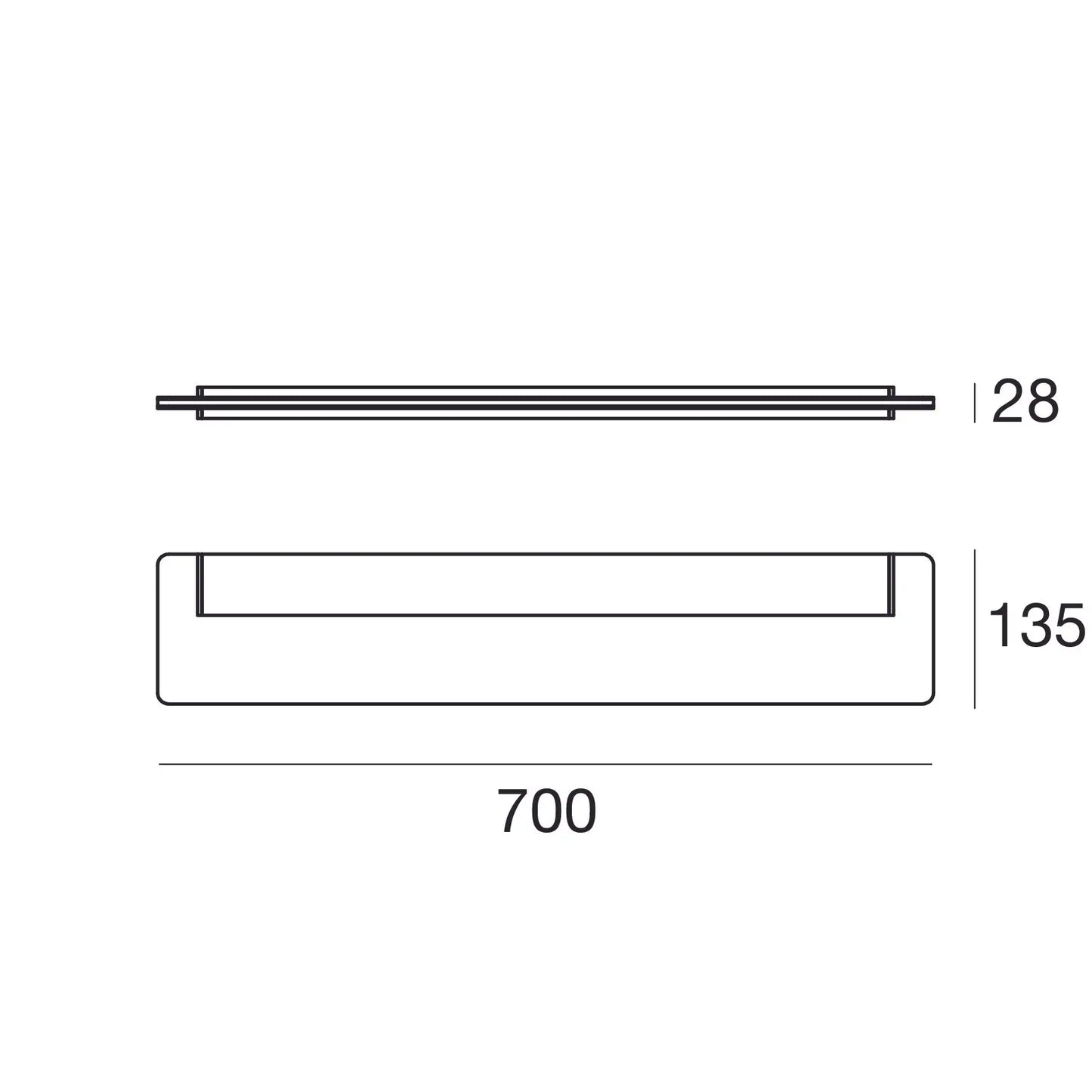 Skinny Double-Emission LED Wall Light White 700mm