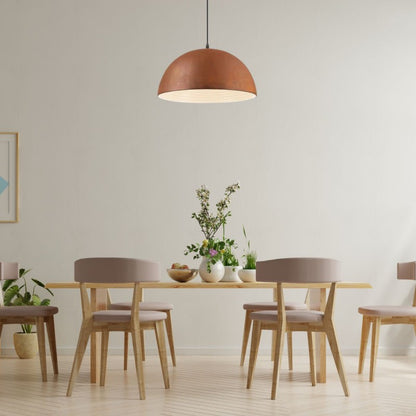 Folk Oxidised Copper Half-Dome Pendant Light 400mm