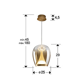 Suspiro Pendant Light — 180mm Chrome & Smoke