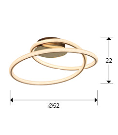 Tube Double Ring LED Flush Ceiling Light — Gold