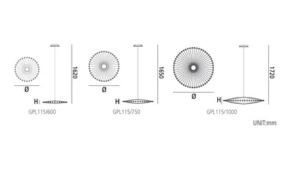 Wheel Pendant Light — 600mm, 750mm or 1000mm